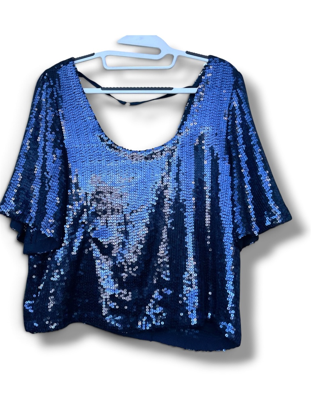 Free People Blue Sequin Crop Top